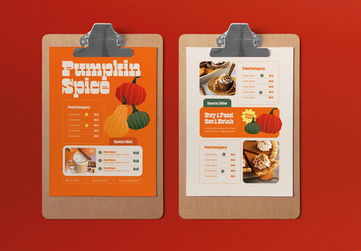 Orange and Beige Quirky Pumpkin Spice Food Menu