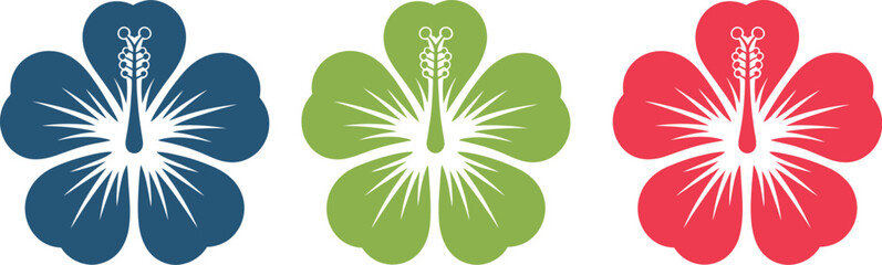 Hibiscus Icon Vector Featuring Tropical Hawaiian Flower for Logo Print and Stamp Vector Design © MDMARUF