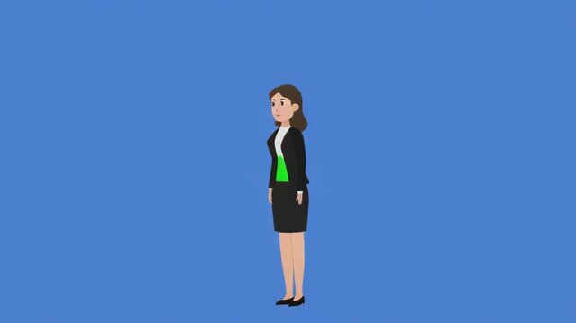 Businesswoman standing in sequence against blue background with subtle lighting for corporate presentations