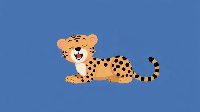 Cheetah Cub Poses in Sequential Grid with Gentle Motion Against Blue Background