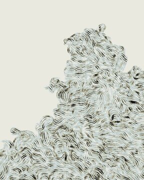 Abstract ocean wave illustration with flowing textured water in minimal conceptual style