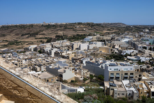 Top view of Victoria town buildings from Cittadella fortress in Gozo, Malta, June 19, 2026.