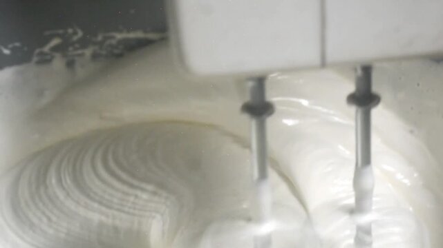 Whisking Eggs to Prepare Homemade Cake Batter for a Tart