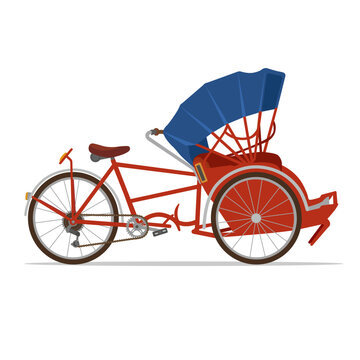 Traditional Malaysian Trishaw Flat Vector Illustration