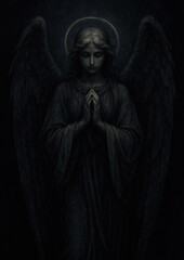 Fototapeta premium Dark angelic figure praying