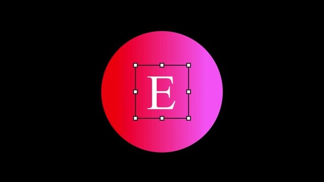 Minimalist Typography and Text Editing Animation, Font Selection and Bounding Box Transformation, Letter E Logo Graphic Design Concept Loop on Black Background
