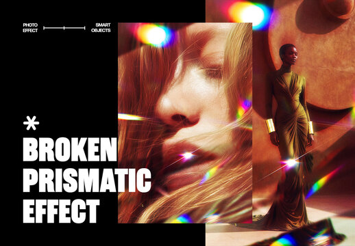 Vertical Broken Prismatic Photo Effect For Poster And Print Design