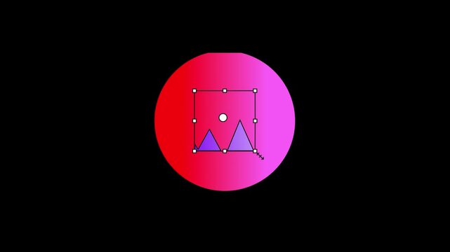 Minimalist Image Resizing and Transformation Animation, Photo Placeholder Bounding Box Scale, Graphic Design and Editing Tool Concept Loop on Black Background