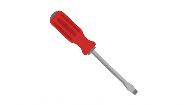 *Flathead screwdriver with red handle and metal shaft. Used to turn slotted screws and pry small items.*