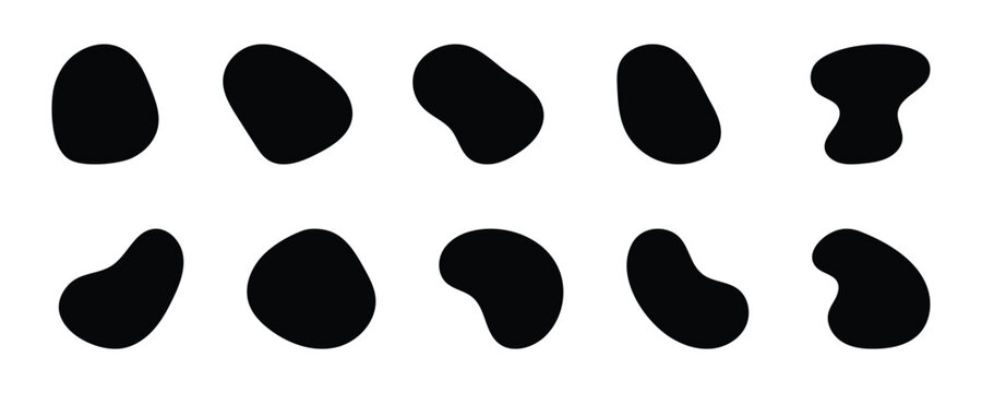 Pattern of abstract organic bloob shapes in black color. Representing biological cells or artistic paint splashes. Hand drawn abstract doodle bloob.