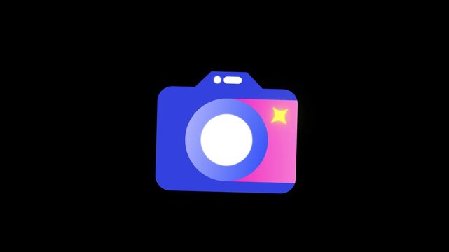 Minimalist Camera Flash Animation, Digital Photography and Capturing Memories Concept, Photo Studio Icon Loop on Black Background