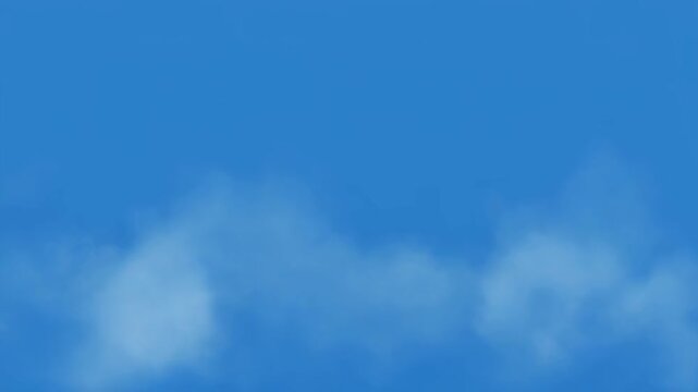 Wispy clouds drift across a clear blue sky during a serene daytime cinematic sequence