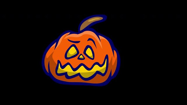 Spooky smirk pumpkin video element in 4K resolution for Halloween overlay.