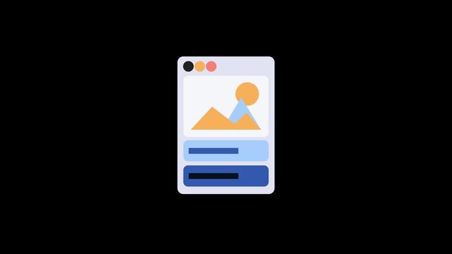 Minimalist Image Card and Photo Gallery UI Animation, Digital Media Upload and Picture Placeholder Concept, Website Layout Wireframe Loop on Black Background