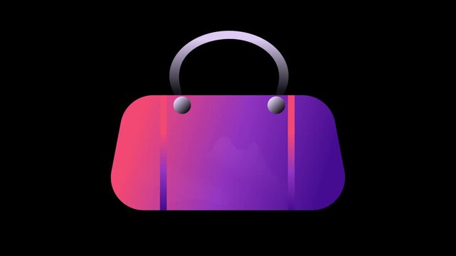 Minimalist Gym Bag and Sports Shoes Animation, Colorful Gradient Duffel Bag with Sneakers Icon, Fitness Workout Gear and Active Lifestyle Concept on Black Background