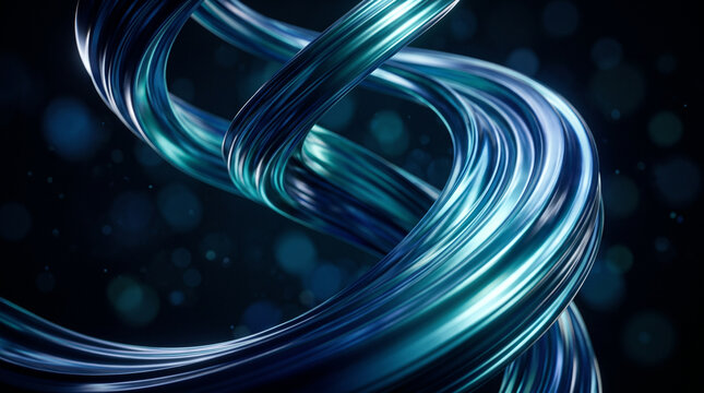 Abstract blue metallic swirling wire design.