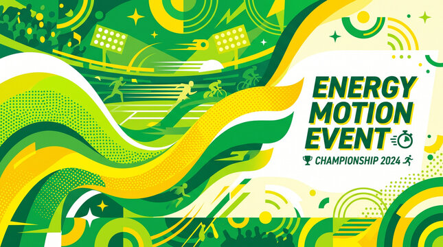 Vibrant green and yellow abstract motion event background.