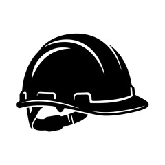 Fototapeta premium Detailed black and white vector illustration of a professional construction hard hat designed for safety and industrial work projects isolated on a clean white background surface