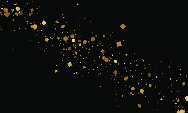 Golden confetti particles scattered across a dark backdrop during a celebratory event