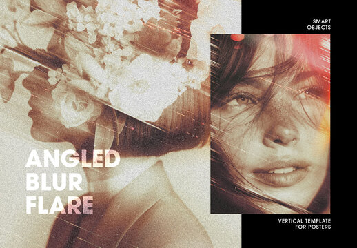 Vertical Angled Blur Flare Photo Effect For Poster And Print Design