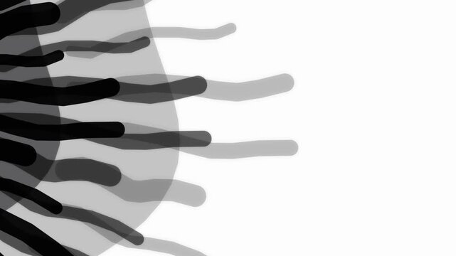 abstract grayscale fluid forms with smooth curves and circular elements, evolving liquid waves, modern design background