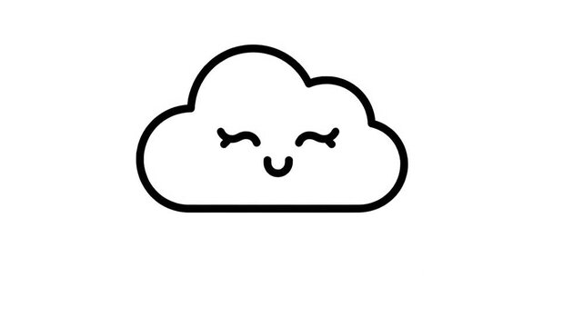 A smiling cartoon cloud with closed eyes.