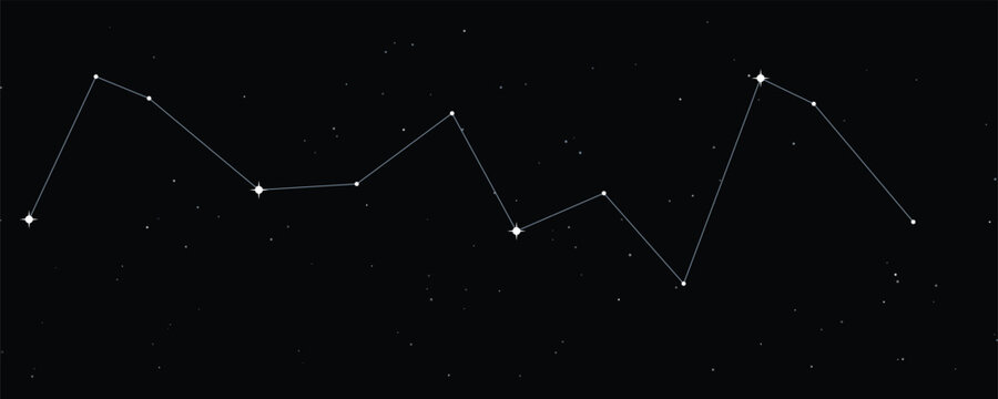 Abstract star constellation graphic with connecting lines on a dark starry background