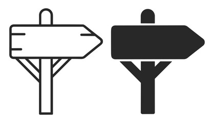 Black and white outline arrow direction signpost icon set for navigation and location on transparent background © Артур Дацко