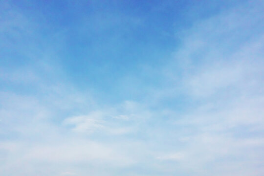 Blue sky background and white clouds soft focus, and copy space horizontal shape.