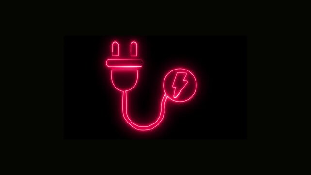 Electric car and electrical cable plug charging icon . Electric plug wire icon. Electricity icon vector video. Battery charging icon animation. Electric car dashboard display.4k animation video
