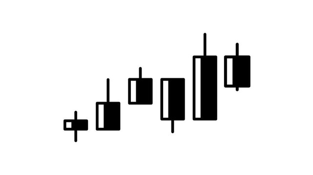 Candlestick, chart, forex, trading and finance, graphic animation. Alpha channel. Transparent background motion design. 4K resolution