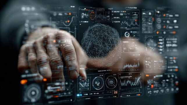 Cognitive pattern analysis interactive AI dashboards digital overlays futuristic immersive graphics behavioral modeling simulations predictive brainwave visualization