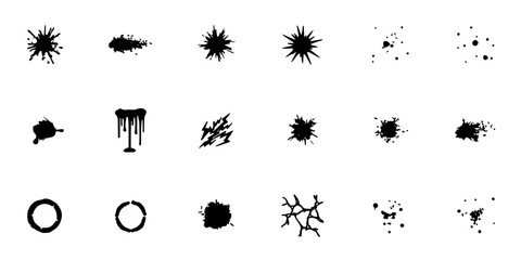 Fototapeta premium Splatter Patterns with Varied Shapes and Textures in Black and White Featuring Abstract, Design, Art with Illustration and Vector