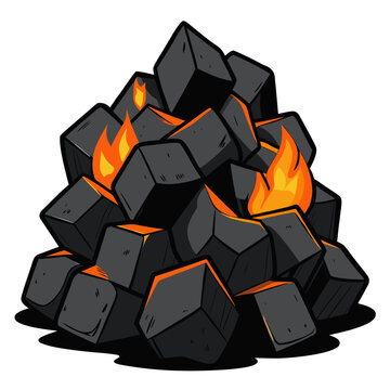 vector illustration of buring coal 