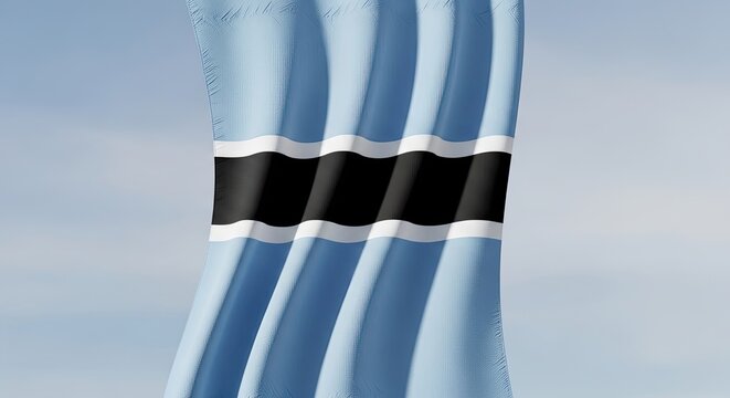 Flag of Botswana waving in soft light.