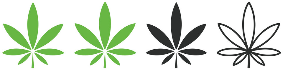 Cannabis Leaf Icon with Hemp Plant Symbol Representing Botanical Foliage Natural Herb and Organic Agriculture vector design © welcome saiful