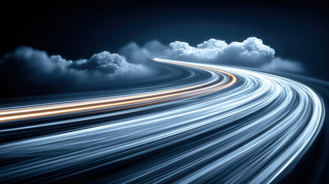 Light trail speed road curve cloud night motion light trail speed road curve cloud night business concept with dramatic sky and abstract