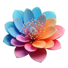 Fototapeta premium Vibrant multi-colored flower in full bloom isolated on transparent background