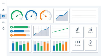 Fototapeta premium Business Infographic Elements Vector Set with Graph Charts Data Visualization Icons Bar and Pie Diagrams for Web Reports Statistics and Information Design Templates