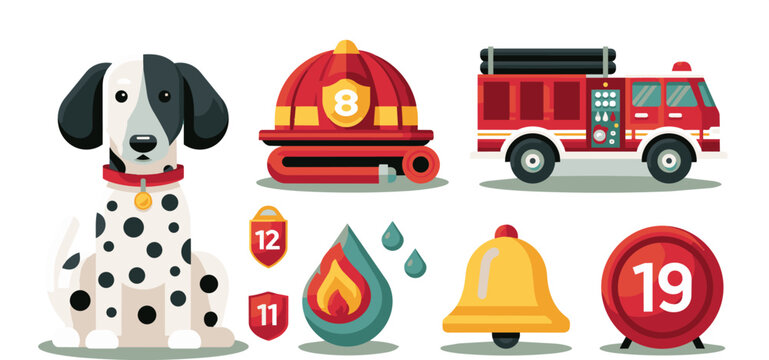 Firefighter themed icons and mascot