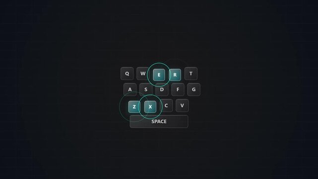 Interactive digital keyboard interface with glowing selection animation