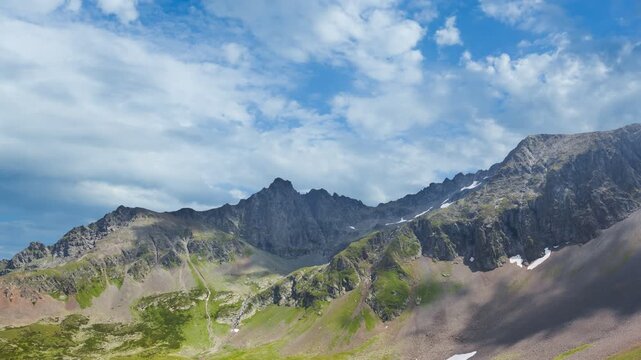 summer green mountain time lapse scene