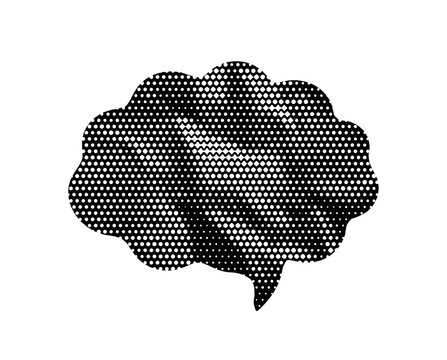 Transparent PNG speech bubble icon set with black and white comic style halftone shadows and vintage pop art design elements for text talk and thought clouds overlay cloud bubbles collection vector
