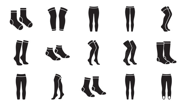 socks and leggings icons, legwear collection, fashion elements, clothing set