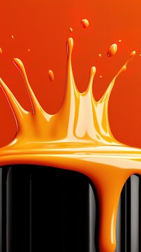 A vibrant splash of orange liquid against a dark background