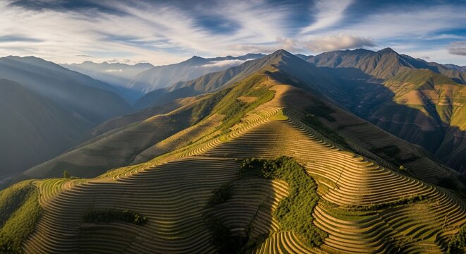 Mountain ridge landscape aerial view