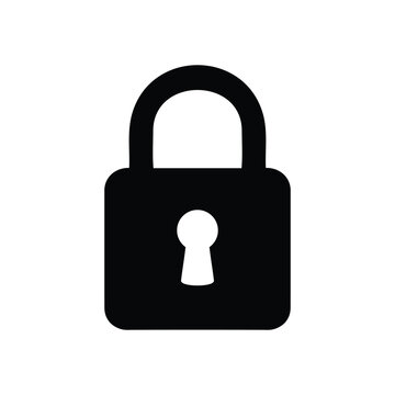 Simple padlock silhouette vector flat illustration design.