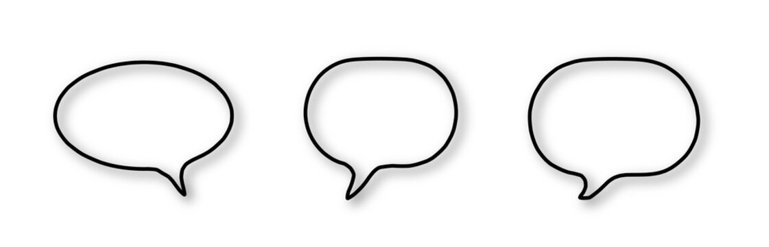 Transparent PNG black comic speech bubble with rough handmade edges isolated on transparent background. Vector speech balloon icon for chat talk communication design overlay set cloud bubbles retro