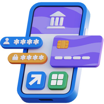 Mobile Banking 3D Icon