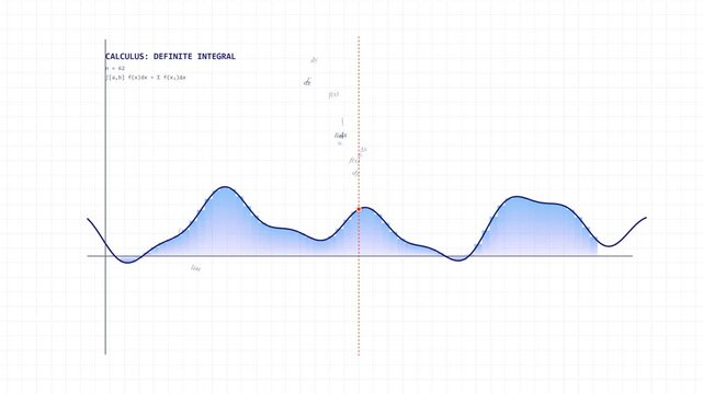 Mathematical Animation of Definite Integral Concept Showing Area Under the Curve on a Grid Plot